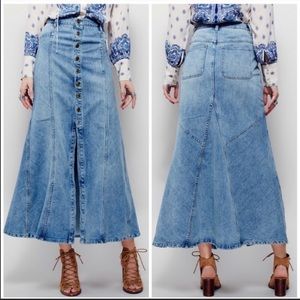 Free People Penelope Denim Maxi Skirt